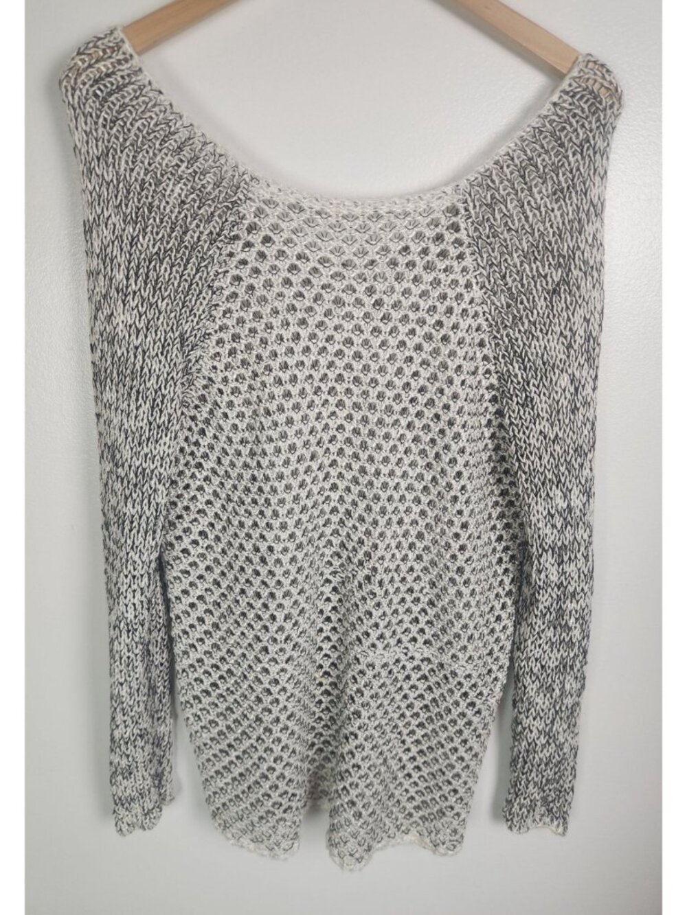 Helmut Lang Women's Sz. S Black/Grey Woven Open Weave Sweater